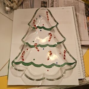 Glass Christmas Tree Candy Dish